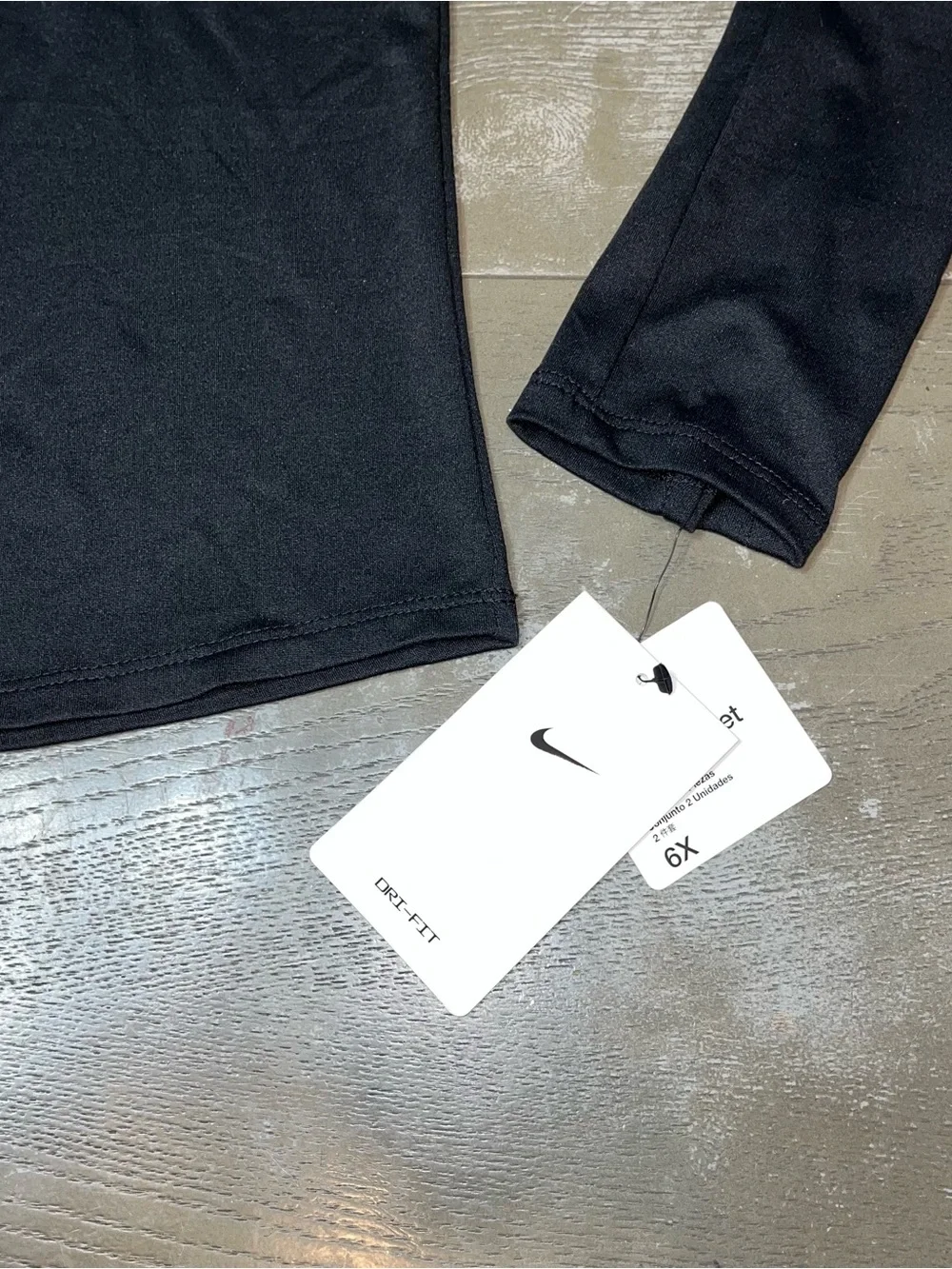 Nike Black Long Sleeve Quarter Zip Bike Shorts Set Black Thumb Hole NWT Girls 6X - Picture 2 of 8
